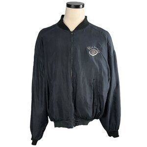 Vintage The Silker Spin Doctors Tour 100% Silk Bomber Jacket Large Black 80's